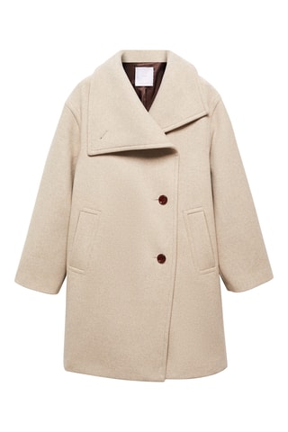 Manteau midi à maxi-revers - Gris clair