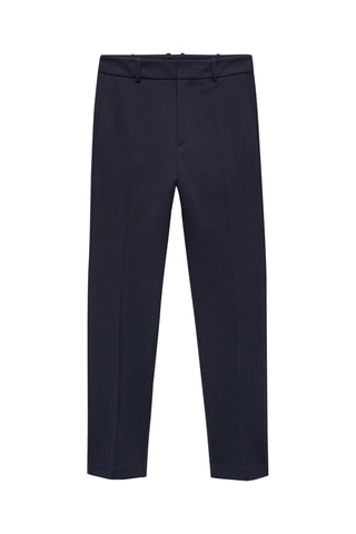 Pantalon droit maille point de Rome - Bleu marine foncé