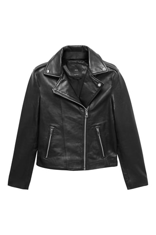Blouson biker en cuir - Noir