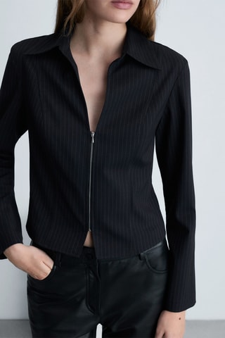 Chemise rayures tennis fermeture Éclair - Bleu marine