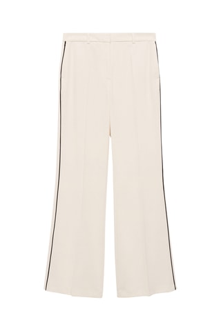 Pantalon rayures wideleg - Écru