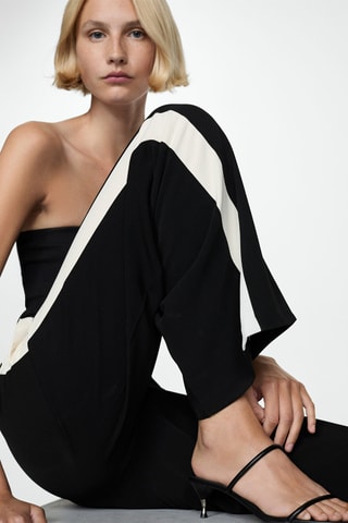 Pantalon bandes latérales contrastantes - Noir et blanc