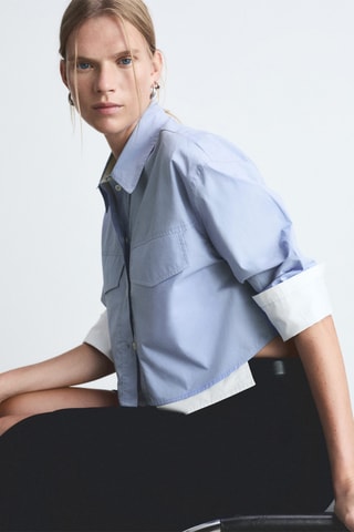 Chemise crop combinée - Ciel