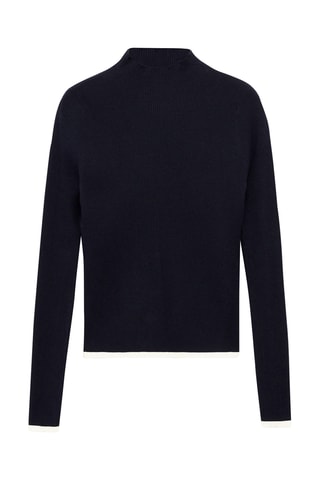 Pull-over côtelé col montant - Bleu marine