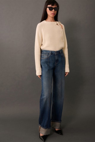 Pull-over maille ouvertures - Écru