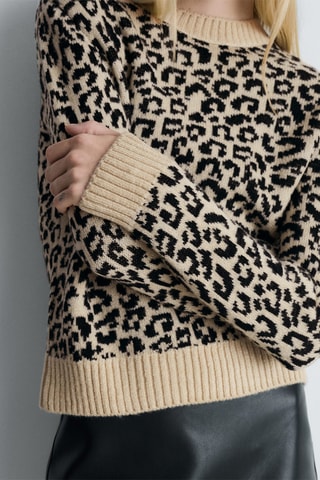 Pull imprimé léopard - Beige