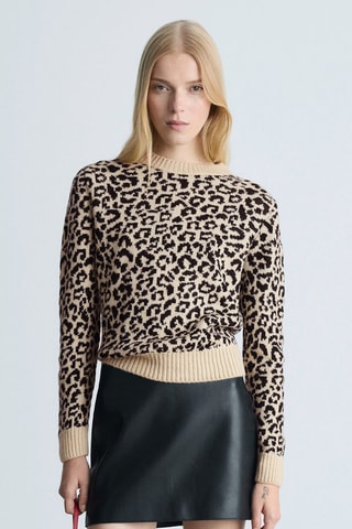 Pull imprimé léopard - Beige