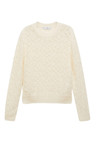 Pull-over maille détails ajourés - Écru
