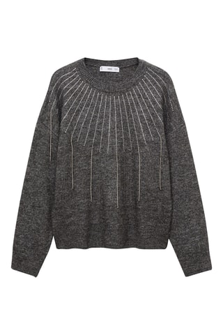 Pull-over maille détails brillants - Gris