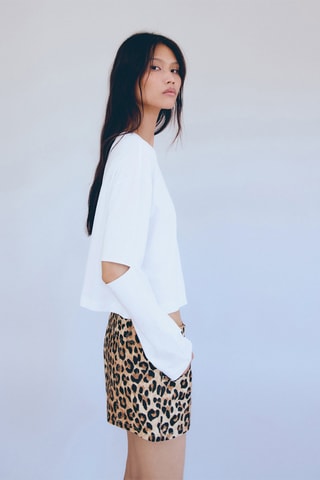 T-shirt manches longues ouvertures - Blanc