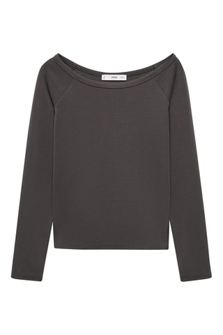 T-shirt col bateau coton - Gris