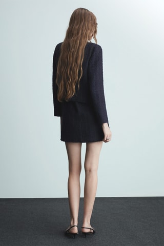 Veste tweed boutons bijoux - Bleu marine foncé