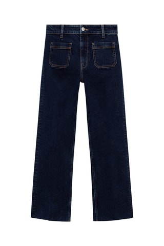 Jean flare crop poches - Bleu marine