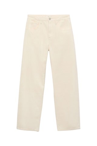 Pantalon velours côtelé balloon taille haute - Blanc cassé