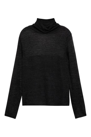 Pull-over semi-transparent col montant - Gris foncé chiné