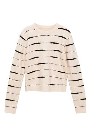 Pull-over rayé col rond - Sable