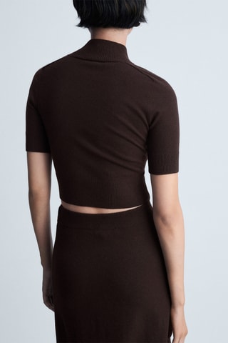 Pull-over col montant manches courtes - Marron