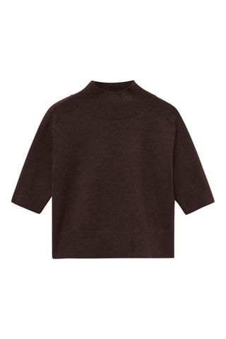 Pull-over col montant manches courtes - Marron