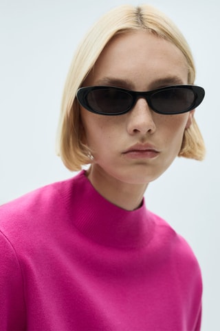Pull-over maille col montant - Fuchsia