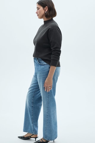 Pull-over maille col montant - Gris chiné