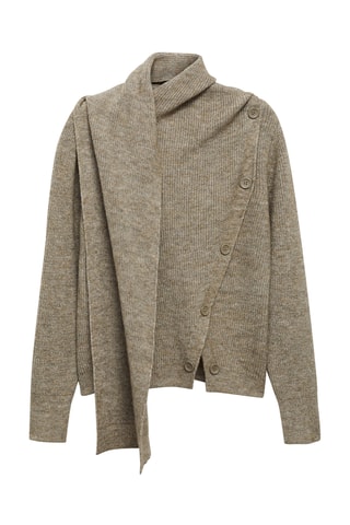 Pull-over col écharpe boutons - Kaki