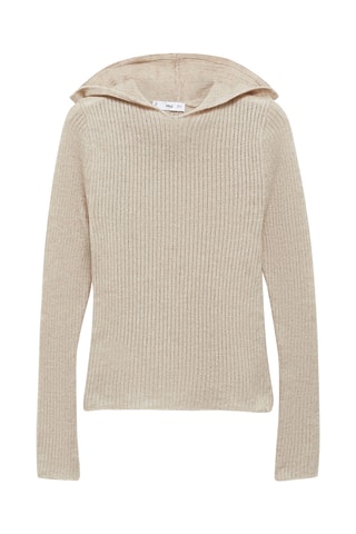 Pull-over maille côtelée capuche - Sable