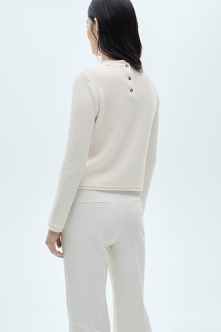 Pull-over col rond boutons - Écru