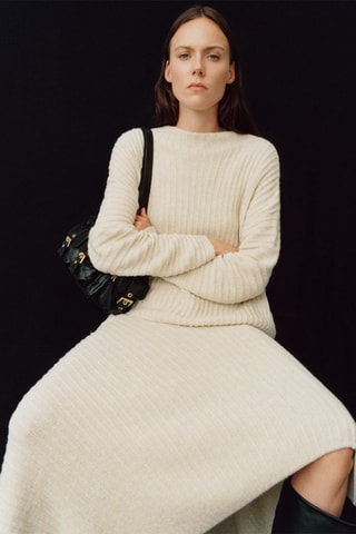 Pull-over col montant coutures - Écru