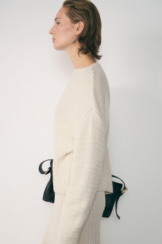 Pull-over col montant coutures - Écru