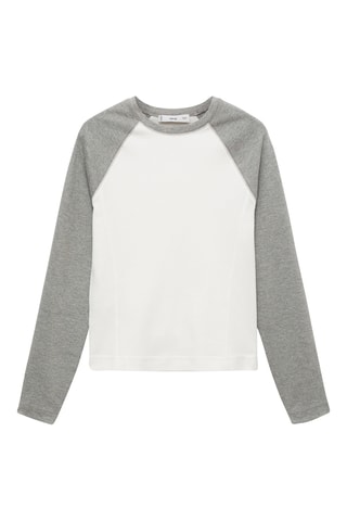 T-shirt manches longues contrastées - Blanc