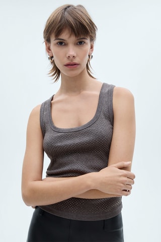 Top bretelles à sequins - Gris