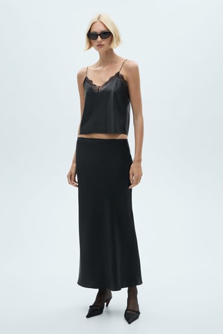 Top style lingerie similicuir - Noir