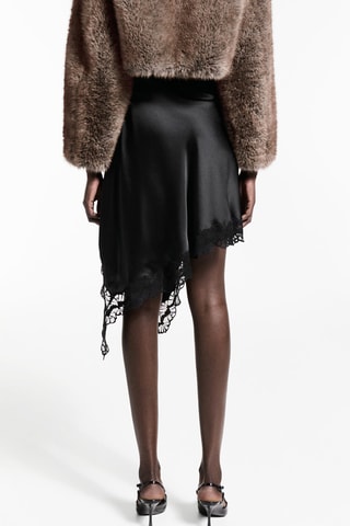 Jupe satinée asymétrique - Noir