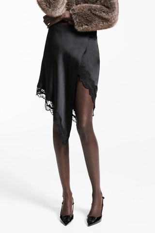 Jupe satinée asymétrique - Noir