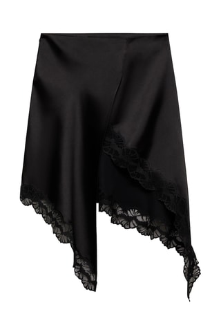 Jupe satinée asymétrique - Noir