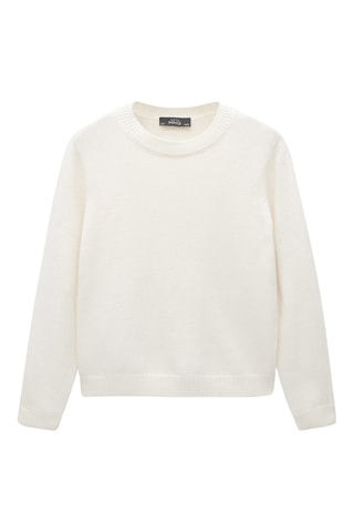 Pull-over laine col rond - Écru
