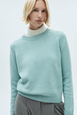 Pull-over laine col rond - Ciel
