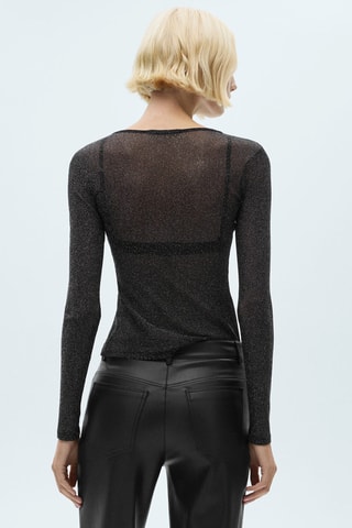 T-shirt Lurex semi-transparent - Noir