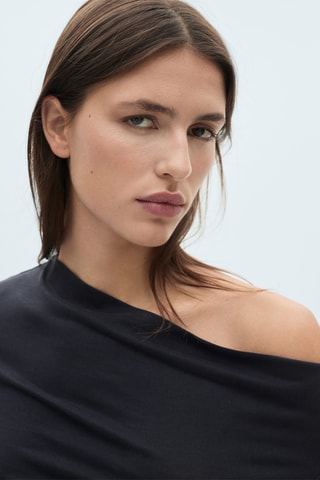 T-shirt asymétrique manches longues - Bleu
