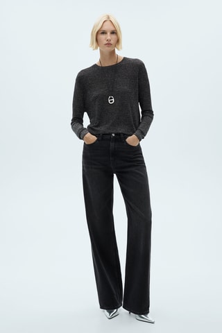 Pull-over Lurex col rond - Noir