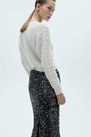 Pull-over ajouré détails Lurex - Écru