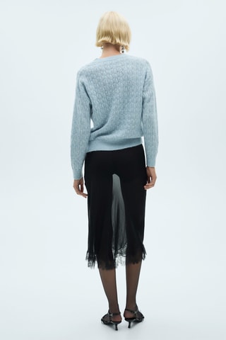 Pull-over ajouré détails Lurex - Ciel