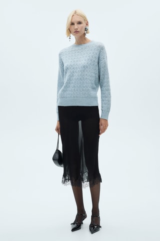 Pull-over ajouré détails Lurex - Ciel