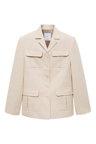 Blazer coton lin poches - Beige