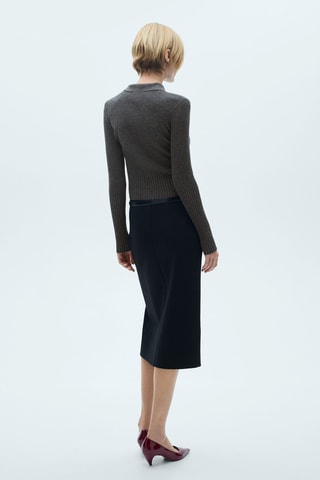 Pull-over avec boutons décoratifs - Gris foncé chiné