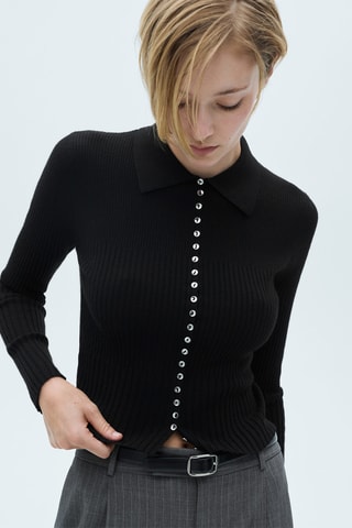 Pull-over avec boutons décoratifs - Noir