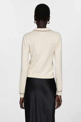 Pull-over maille col polo - Écru