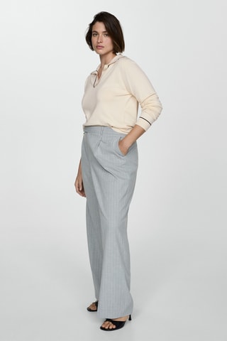 Pull-over maille col polo - Écru
