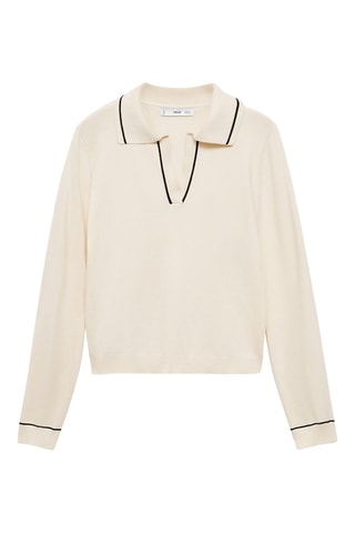 Pull-over maille col polo - Écru