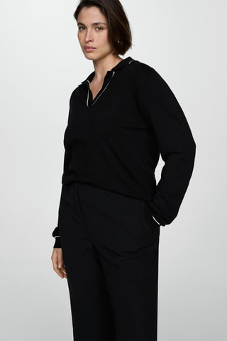Pull-over maille col polo - Noir